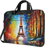 Laptop Bag for Women Men Computer Bag Laptop Briefcase Paris Eiffel Painting Laptop Shoulder Bag Work Bag for Travel