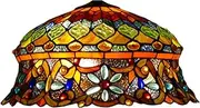 Peacock Tiffany Lamp Shade Replacement Only 18X10 Inch Stained Glass Lampshades, Vintage Amber Light Cover Suitable for Use with Table Lamp Floor Lamp Hanging Pendant lamp Ceiling Fixture KeYJ