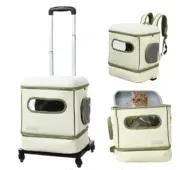 Cat Carrier with Wheels Airline Approved, Rolling Cat Backpack Wheeled Pet Ca...