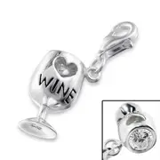 Sterling Silver Wine Glass Charm with Clip
