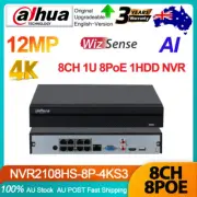 AU Dahua 12MP 8CH 8PoE AI Network Video Recorder 1 SATA H.265+ NVR2108HS-8P-4KS3