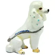 Poodle - White, Sitting Dog Jewelled Trinket Box or Figurine
