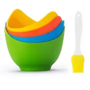 4pcs Silicone Egg Poacher Cups with BONUS Oil Brush, Nonstick Egg Poaching Cu...