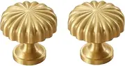 Brass Cabinet Knobs 2 Pack Wardrobe Pumpkin Shaped Handle Brass Drawer Round Single Hole Bedside Table Cabinet Door Handle Large