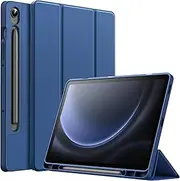 [JETech] Case for Samsung Galaxy Tab S10 FE / S9 FE 10.9-Inch with S Pen Holder, Soft TPU Tri-Fold Stand Protective Tablet Cover, Support S Pen Charging, Auto Wake/Sleep (Navy)