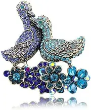 [HUFFA] Retro Palace Diamond-Studded Mandarin Duck Brooch Pin - Elegant Temperament Jewelry for Women