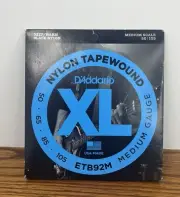 Nylon Tapewound D'Addario 50-105 ETB92M Medium Gauge Bass Strings NEW