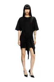 [Diesel] Diesel - T-shirt dress with tie front - Dresses - Woman - Black S Black