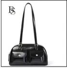 Women's Medium Shoulder Bag Vegan Leather Retro Bowling Style Office Handbag
