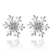 5PCS Copper Hollow Snowflake Stud Earrings for Women Christmas Gift