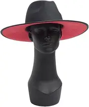 [Bollrllr] Women's Classic Wide Brim Two Tone Wool Fedora Thermal Hat