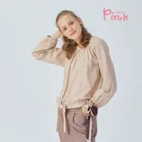 在飛比找momo購物網優惠-【PINK NEW GIRL】可愛滿版小豹紋下綁結長袖上衣(