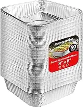 8x8 Foil Pans (50 Pack) 8 Inch Square Aluminum Pans - Foil Pans - Disposable Food Containers Great for Baking Cake, Cooking, Heating, Storing, Prepping Food