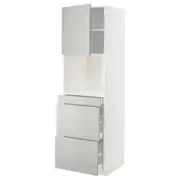 METOD / MAXIMERA hi cab f micro combi w door/3 drwrs, white/Havstorp light grey, 60x60x200 cm