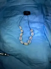 Retro Snail shell Beads, Vintage Necklace leather cord 16-24 in