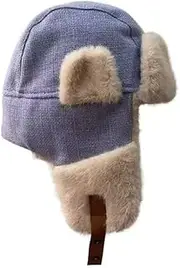 [AOYONGOIT] Fedora Autumn and Winter Lei Feng Hat Cute Ear Protection Thick Outdoor Warm Cold-Proof Hat Wool Hat/487(Blue)