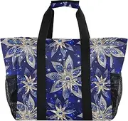 [sanluoli] Tote Collapsable Beach Tote Bag With Pockets Canvas Carrying Tote, Stars Glittering Royal Blue, 1 size