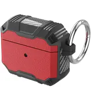 For AirPods 3rd Gen Case, Rugged Shockproof Protective Cover, Hook, Red & Black