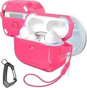 MILPROX HaloLock AirPods Pro 2 Case - Compatible with AirPods Pro 2nd/1st Gen (2023/2022/2019) - MagSafe Compatible - Powerful Drop Protection - Magnetic Lid - Cyber Armor Tough Series - Mag Pink