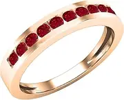 [Dazzlingrock Collection] 14K Round Gemstone Ladies Stackable Anniversary Wedding Band, Rose Gold