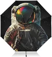 [PDZRMY] UV Protection Travel Umbrella Space Astronaut Colors Compact for Rain and Sun - Auto Open and Close UPF 50+ Windproof Portable 46” Sun Umbrella for Women and Men