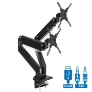 Dual Monitor Desk Mount w/ USB & Multimedia Ports | MI-4772