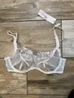 Freya 32DD White flower Plunge Lingerie Bra Underwire