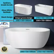 Gloss White Acrylic Freestanding Back to Wall Bath Tub Bathtub Overflow PICK UP