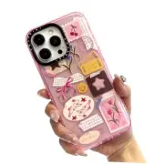 Case for iPhone 15 Plus, Cute Print Kawaii iphone 15 Plus Pink Art Collage