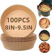 Air Fryer Liners, 100PCS 8IN Air Fryer Disposable Paper, Air Fryer Parchment Paper Liners, Oil-Proof, Water-Proof, Food Grade Baking Paper, for Air Fryer, Steamer, Microwave(8in)