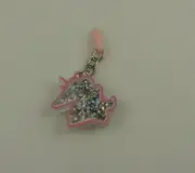Unicorn glitter pink clear charm cell phone or fits Ipad charm ear cap dust plug