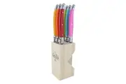 Set of 6 Laguiole Andre Verdier Debutant Debutant Serrated Steak Knife - Rainbow Multi