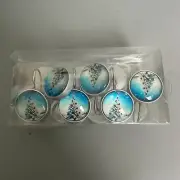 Christmas Tree Shower Curtain Hooks set of 12 white snow covered tree ornaments