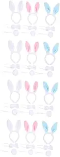 Stage Performance Suit Pink Headphones Earphones Headbands Makeup Headband Bow Tie Apparel Pink Head Head Phones Head Stuffed Bunny Rabbit Costume Kit Cloth