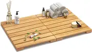 Waterproof Bamboo Bath Mat, Foldable, Non-Slip, 23.5In X 15.6In
