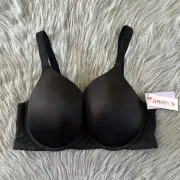 Joyspun Plunge Bra Womens Size 38DD Black Padded Push Up Underwire Back Closure