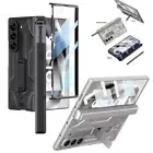 For Samsung Z Fold 6 5 Magnetic Folding Battle Armor Pen Slot Stand Phone Case