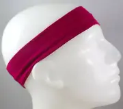 NEW! 2" Super Soft Fuschia Dark Hair Band Head Sports Sweat Headband Stretch