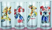 Transformers Glassware Set of (4) 10oz Glasses Bumblebee Optimus All Different