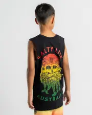 [Salty Life] Salty Life Boys' Hollander Muscle Tank Top in Black Acid Size 16 16 Black Acid