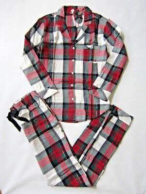 LOT Victoria Secret FLANNEL PLAID Buffalo PAJAMAS SHIRT PANT PJ SCRUNCHIE SET M