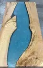 Live Edge Walnut Custom Order Blue Epoxy Resin River Dining Coffee Table Top Art