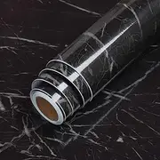 Black Marble Paper 45x1000cm,Self Adhesive Wallpaper Waterproof Gloss PVC Vinyl, Oil Proof, Granite Paper,Vinyl Paper for Furniture Cover Surface,Countertop,Kitchen,Shelf Liner