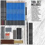 U.S. Art Supply 40 Piece Drawing & Sketching Art Set Charcoal Graphite Kit