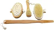 NOLITOY Natural Bristle Body Brush Set 3-piece Skin Brush for Exfoliation Improve Blood Circulation Wooden Handle Dry Brushing Skin Care