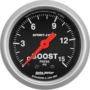 Auto Meter (3302) Sport Comp 2-1/16" 0-15 PSI Mechanical Boost Gauge