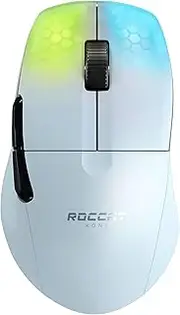 ROCCAT Kone Pro Air Gaming PC Wireless Mouse, Bluetooth Ergonomic Performance Computer Mouse with 19K DPI Optical Sensor, AIMO RGB Lighting & Aluminium Scroll Wheel - White
