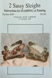 Vintage Christmas Tole Pattern Packet: 2 Sassy Sleighs by Jean Zawicki