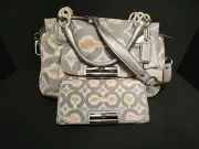 Vintage Coach Kristin Op IKat Satchel - Silver/Multi - Matching Wallet - NWT