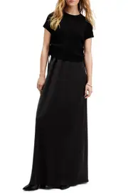 AllSaints Hayes Slipdress & Short Sleeve Sweater in Black at Nordstrom, Size X-Small